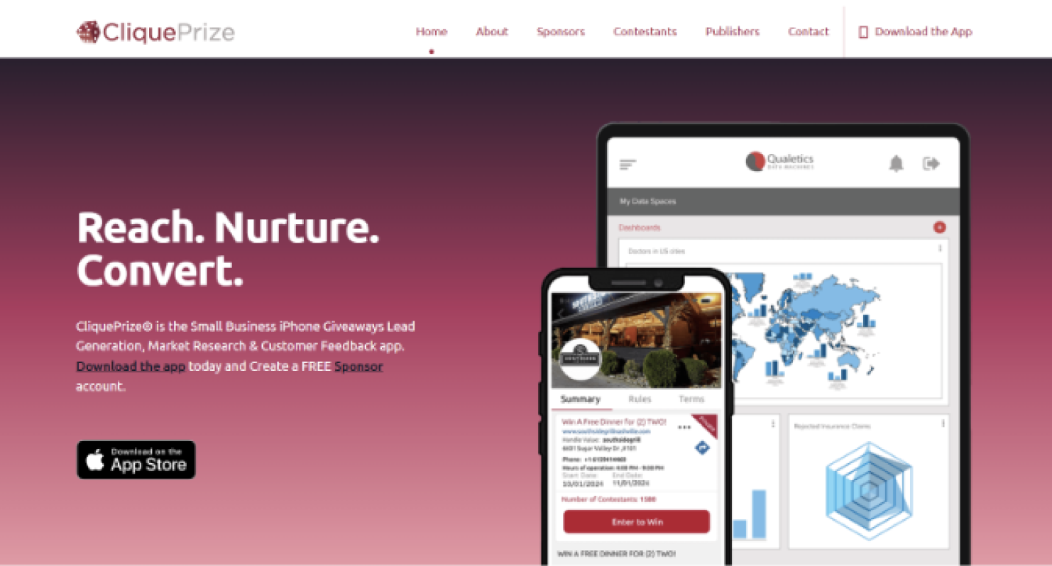 Original CliquePrize landing page